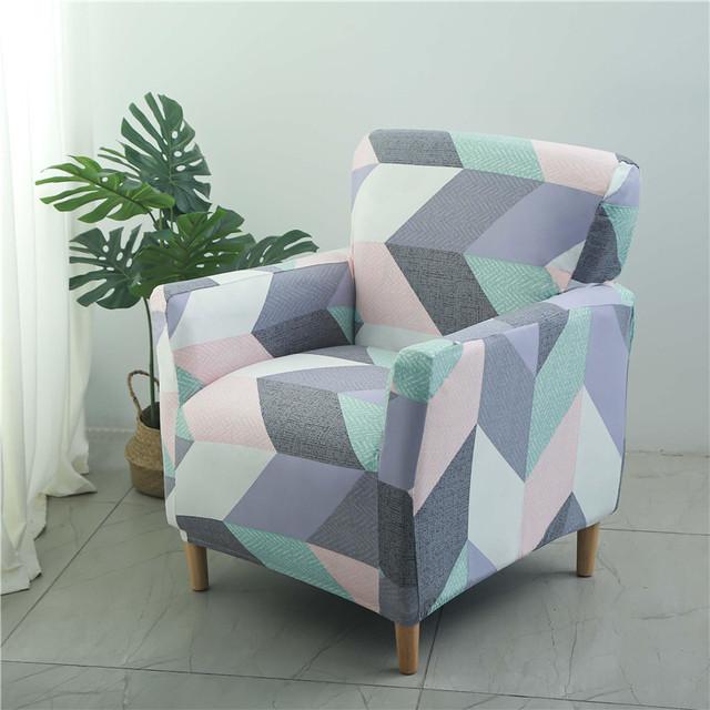 Floral Tub Chair Cover Stretch Spandex Club Armchair Slipcover For Living Room Single Sofa Covers For Study Bar Counter Hotel