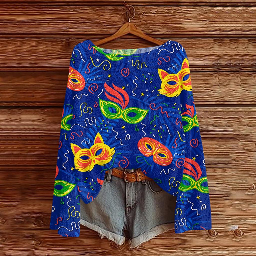 Женский модный пуловер с круглым вырезом, длинным рукавом и принтом, повседневный