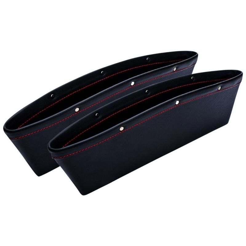 2x PU Leather Catch Catcher Box Caddy Car Seat Gap Slit Pocket Storage Organizer