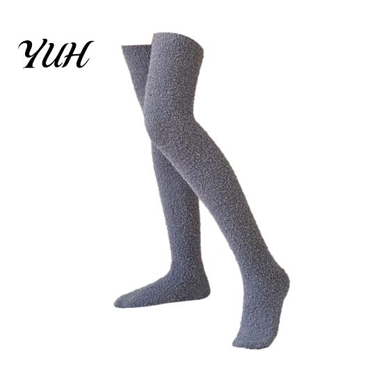 Cozy Home Lounge Socks 1 Pair Fuzzy Thigh High for Women, Long Soft Fleece Fluffy Winter Outdoor Leg Protectors Warmer, Thickened Plush Over The Knee
