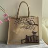 Jute Shopping Bag Eco Shopper Beach Bag SRBG-23 Bird