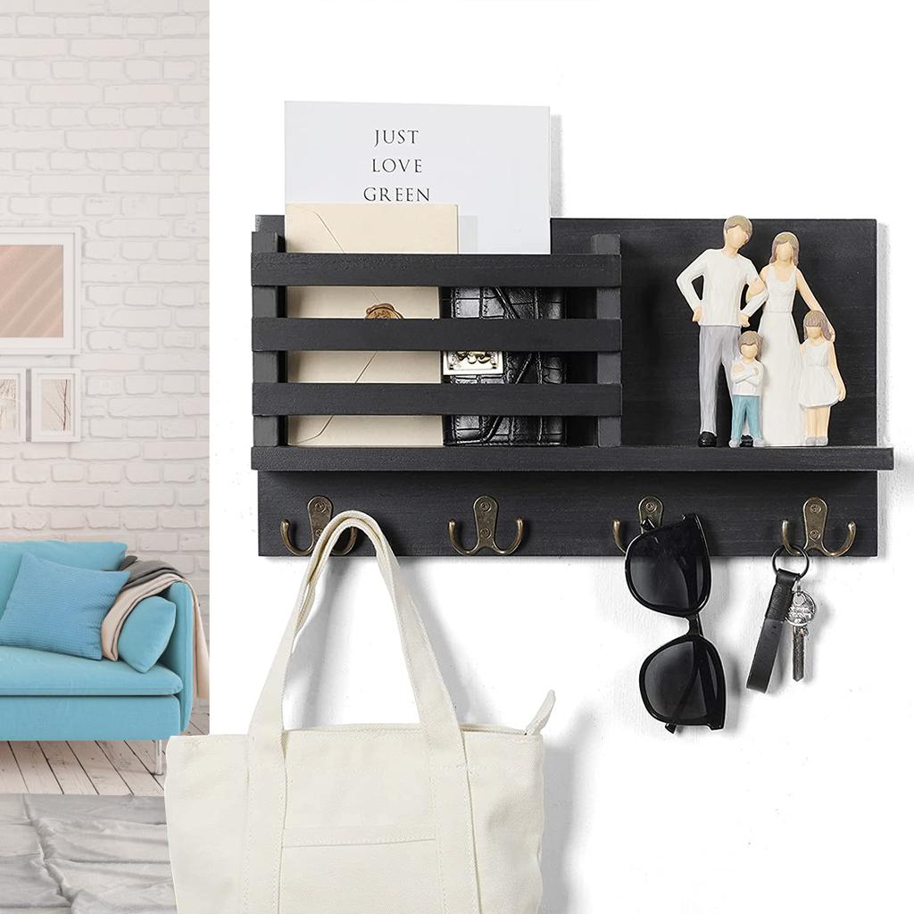 Держатель для ключей на стену с полкой, деревенский почтовый органайзер, настенное крепление, деревянный почтовый органайзер для входа, держатель для хранения дома, стеллажи