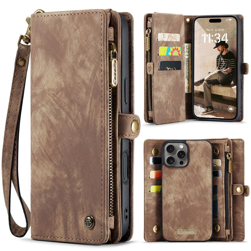 Suitable for IP17promax phone case, zipper wallet, Samsung S25 card slot, ZFOLD7 hand strap protective case, A17