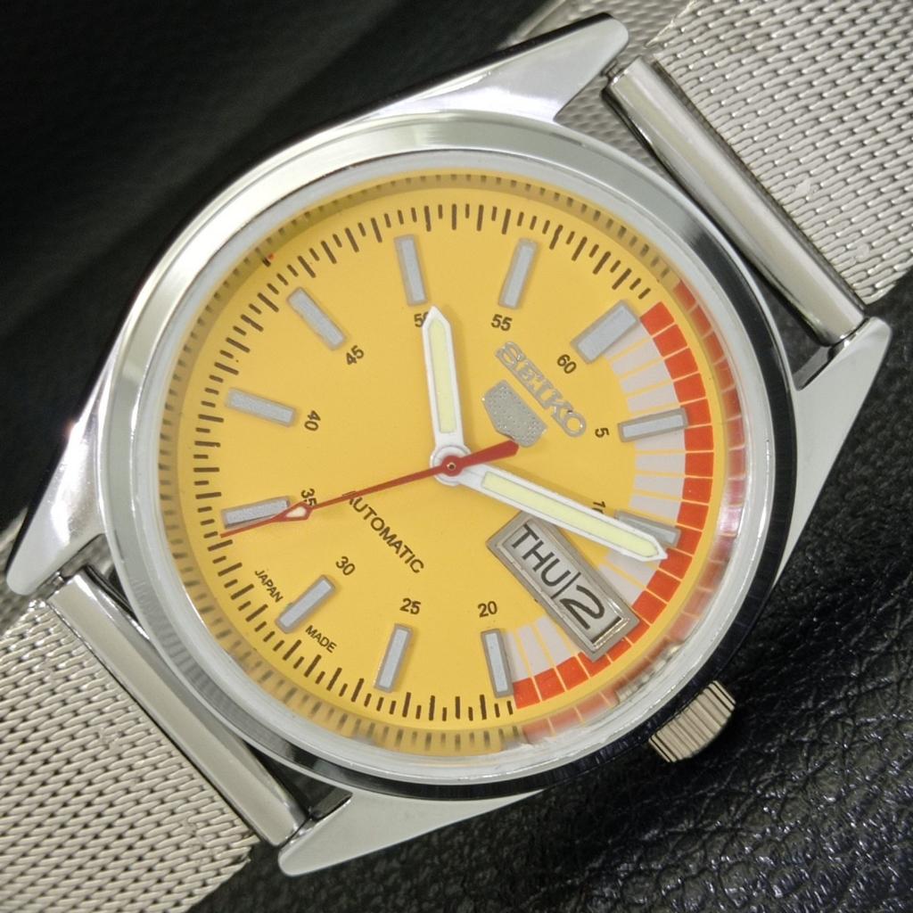ВОССТАНОВЛЕННЫЕ ВИНТАЖНЫЕ МУЖСКИЕ ЧАСЫ SEIKO 5 AUTOMATIC JAPAN D/D YELLOW 528-a277001-7
