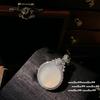 Ожерелье с подвеской в виде листа из замороженного белого халцедона "Личи", Дух Воды, Покрытие 18K Золотом, Белый Халцедон Руи Циркон