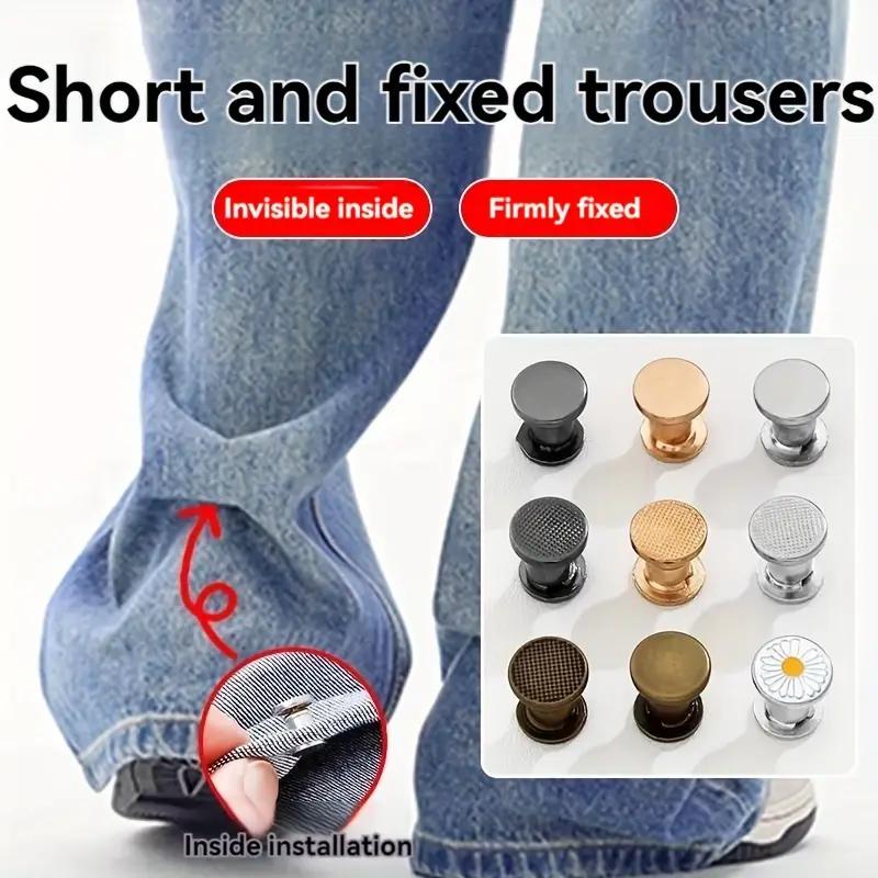 1 Pair Invisible Trouser Leg Shortening Artifact Trouser Leg Anti-drag Adjustment Buckle No-seam Closing Fixed Clip Edge Buckle