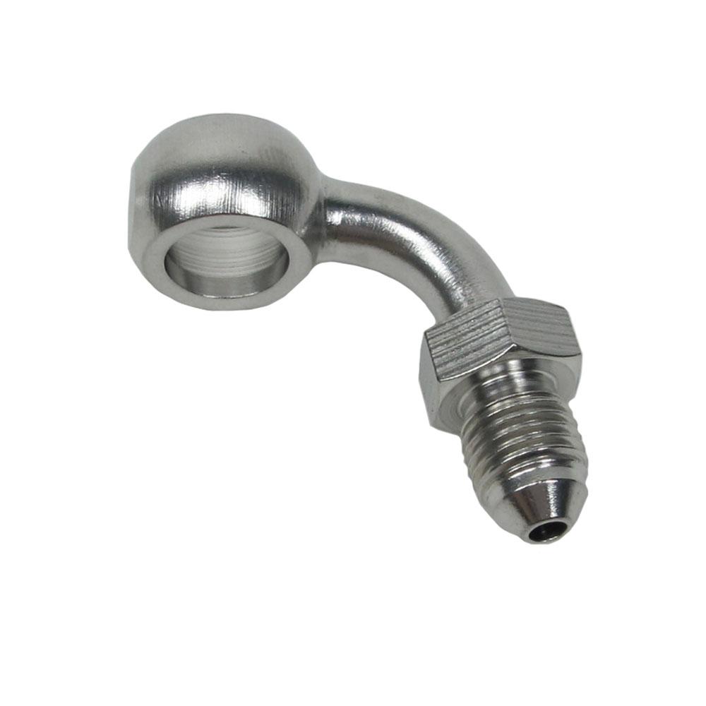 Stainless Steel 3/8" 10mm AN3 90 Degree Banjo Brake Line Adaptor Fitting For Harley Touring Road King FLHX FLHT Sportster