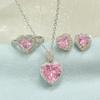 925 Sterling Silver Pink Love Zircon Sweet and Elegant Jewelry Set Valentine's Day GiftGood product