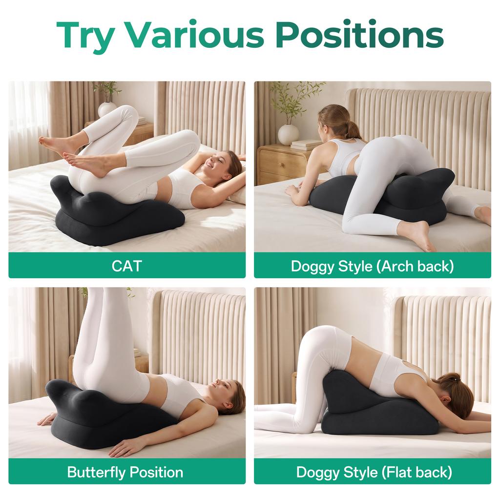 Sex Pillow for Couples – 27° Intimate Wedge Pillow, Memory Foam, for Intimate Positions & Sex Positions, Washable, Couple Pillow, Black
