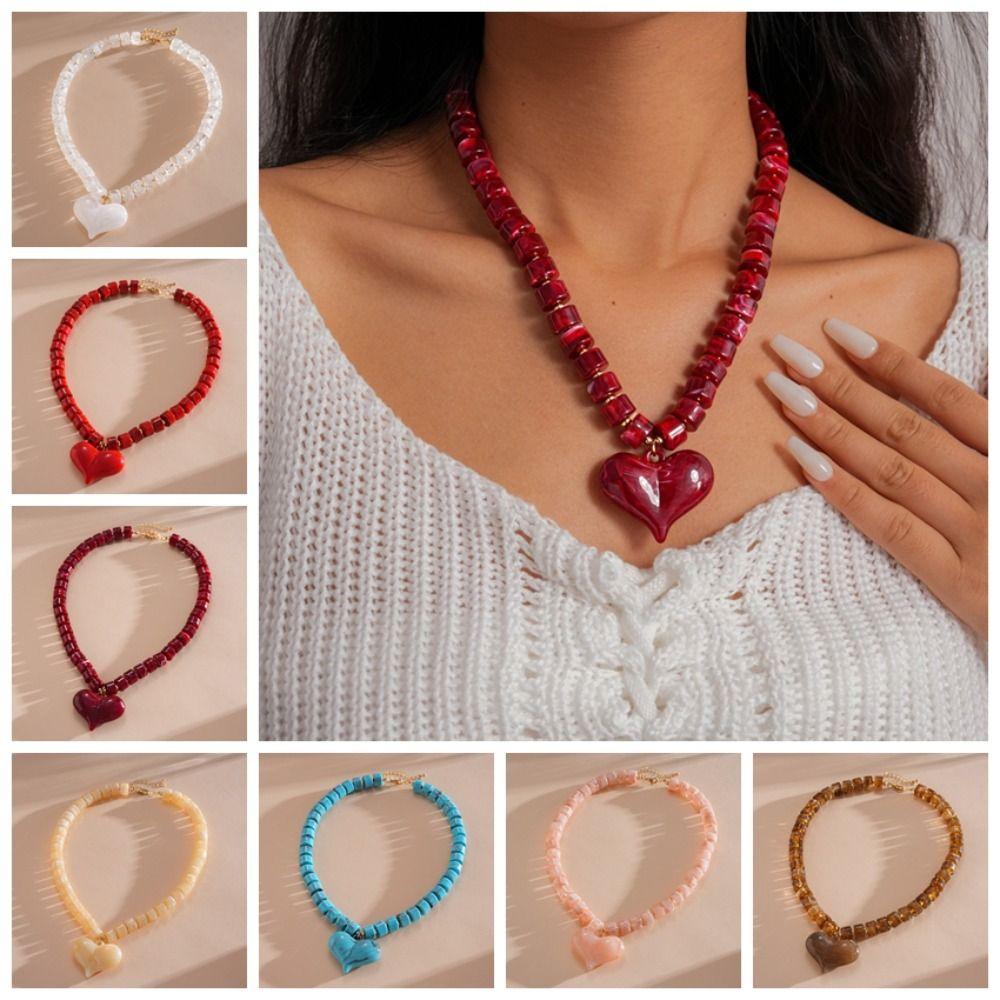 Heart Shape Clavicle Chain Acrylic Neck Ornament Fashion Women Jewelry Party Jewelry