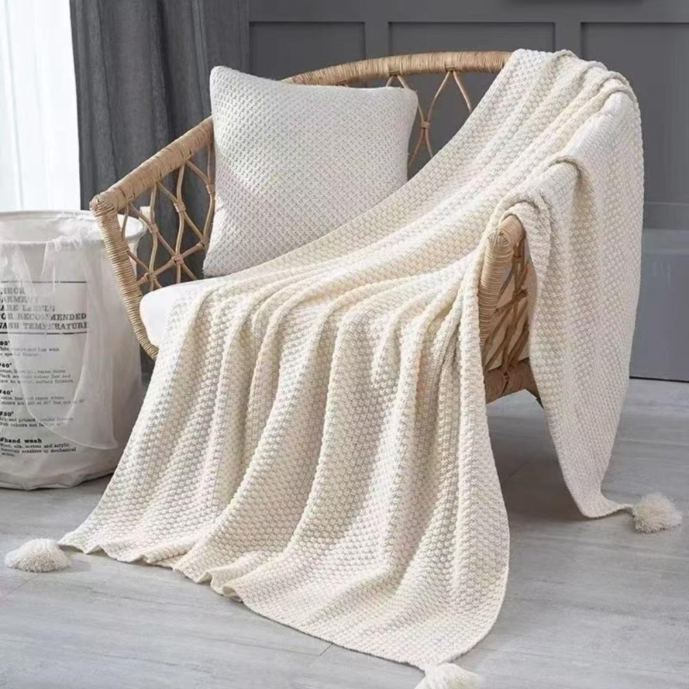 Handmade Nap Blanket with Tassel Throw Blanket Fashion Sofa Blanket  Bed