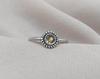 Citrine 925 Sterling Silver Ring: Floral Beaded Boho Gemstone Jewelry