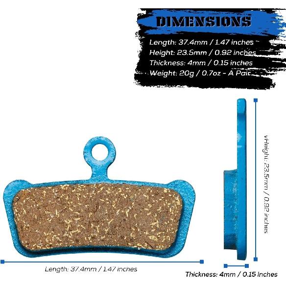 2 Pairs Bicycle Disc Brake Pads for Sram Guide RSC Avid XO Elixir 7 9 Trail 4 Piston MTB Disc Brakes (Resin,Semi-Metallic,Sintered Metal)
