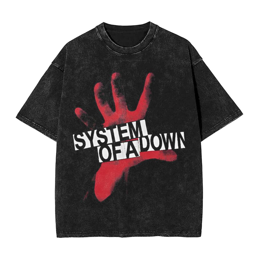 Мужская футболка SOAD System Of A Down Рок-музыка Стиранные футболки Пляжная футболка YK Базовые повседневные топы с принтом