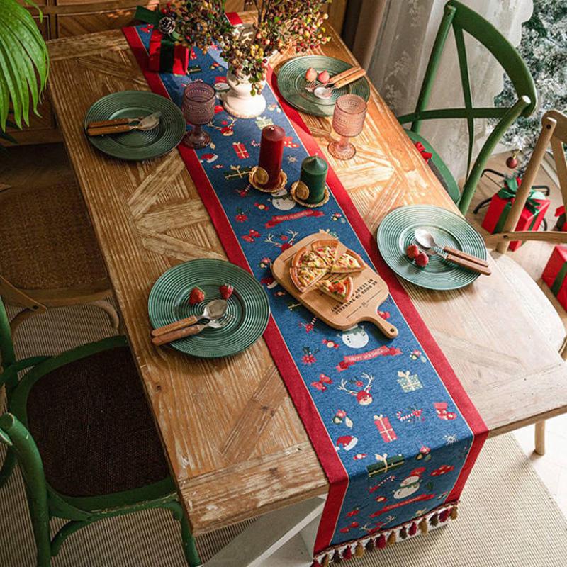 1 шт. Праздничные узоры Рождественская дорожка для стола 35*160 см с Санта-елкой Снеговик крышка стола