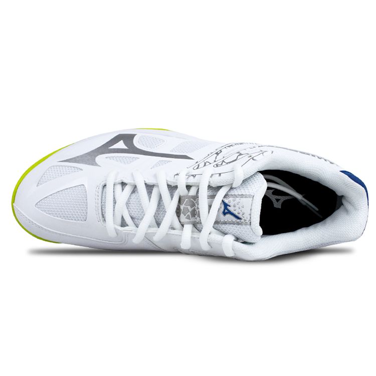 Mizuno Кроссовки для бадминтона Thunder Blade 2, унисекс, низкие, белые V1GA197005