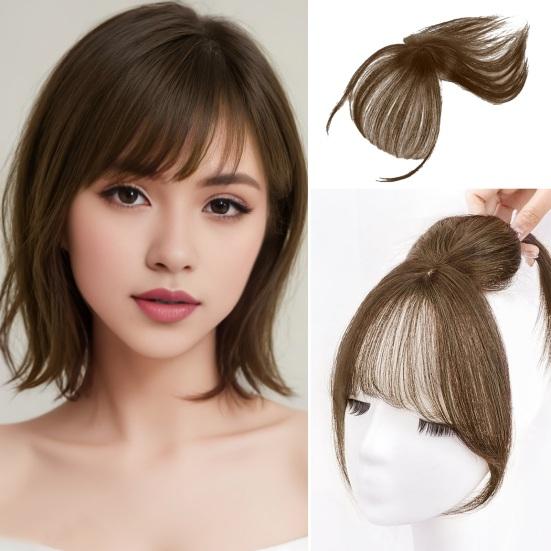 Женская челка на клипсе, естественная тонкая французская челка, наращивание волос на лбу из высокотемпературного волокна, черный, коричневый, изогнутая воздушная челка, парик с бахромой, шиньоны