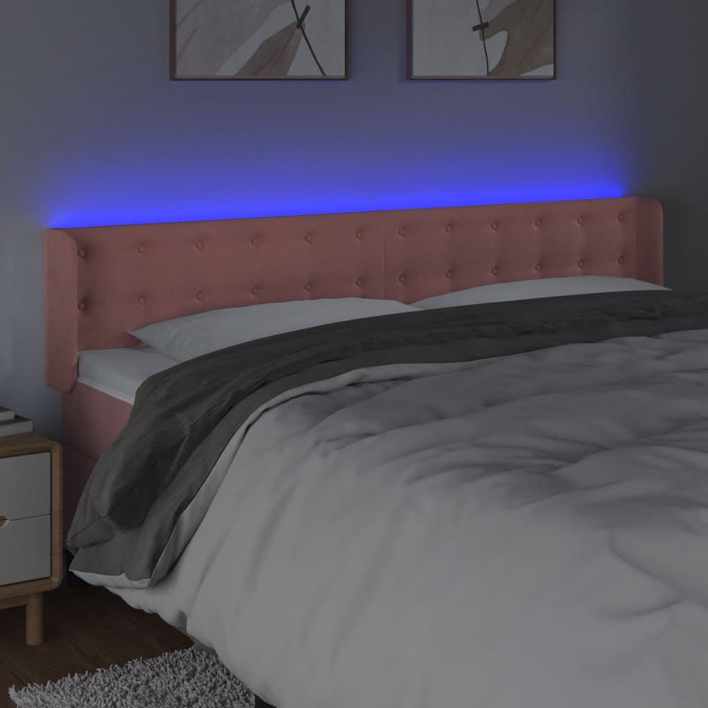 LED Headboard Pink 183x16x78 88 cm Velvet