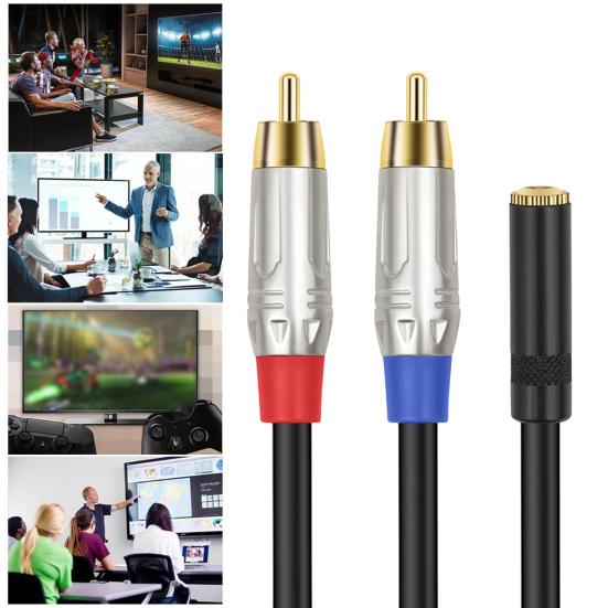Аудиоадаптер RCA-кабель с четкой идентификацией каналов, универсальный 3,5-контактный Aux-кабель RCA, двойной экранированный Y-разветвитель RCA, Aux-кабель