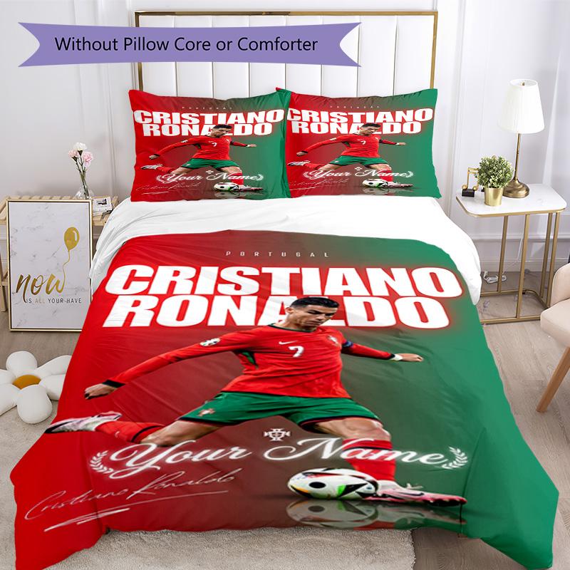Cristiano Ronaldo Personalized Text Bed CoverBed Suitable for Study room Soft Bedding Bedroom Decor Christmas, WeddingPerfect