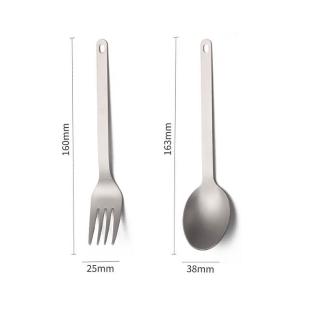 2 Pcs/Set Ultralight Titanium Cutlery Set Reusable Utensils Durable Flatware Set  Outdoor Camping