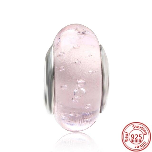 Красочные бусины из муранского стекла, прозрачные бусины в форме пузыря, подходят для оригинального браслета, женские ювелирные изделия из стерлингового серебра 925 пробы