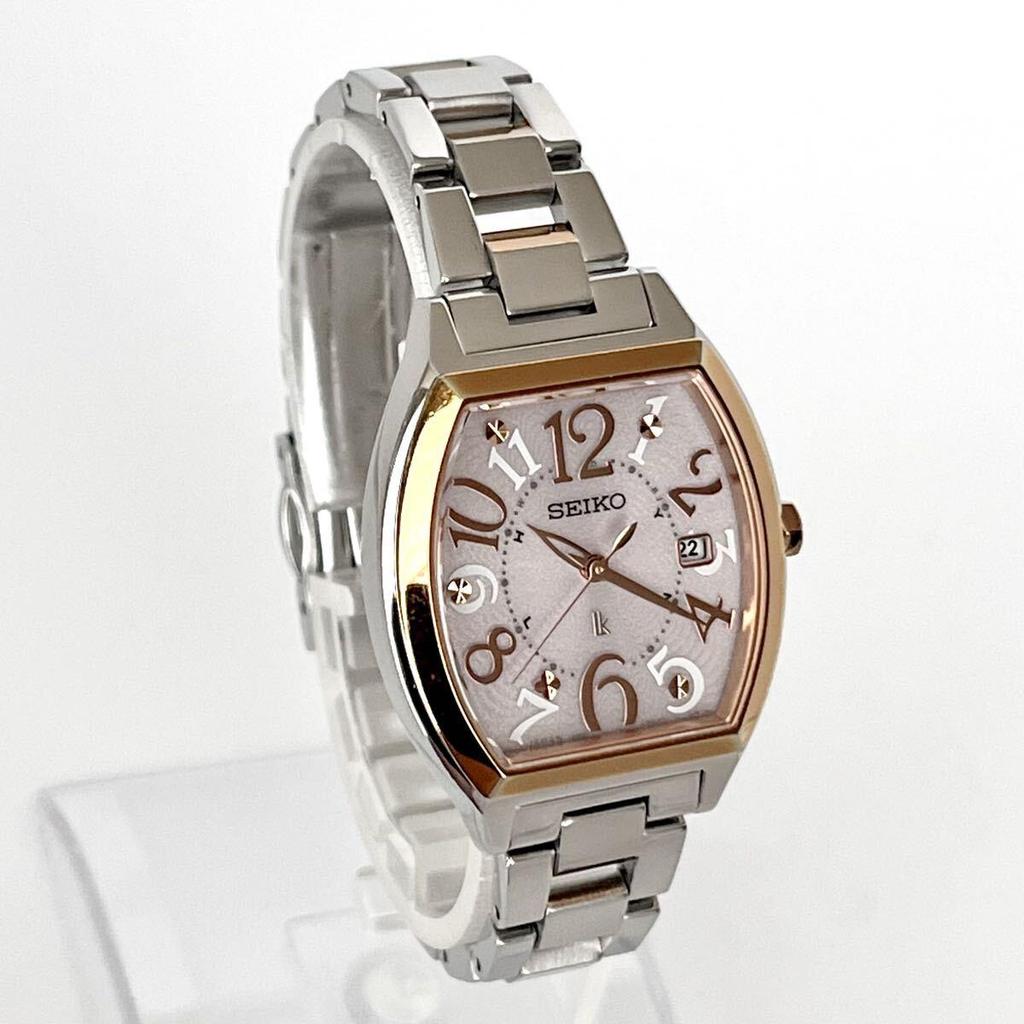 [В продаже] Полированные женские часы Seiko SEIKO LUKIA Радио-Солнечные Хорошее Состояние Розово-Серебристый Циферблат Золотой s2367