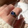 Кольца из стерлингового серебра 925 пробы для женщин Геометрические Тонкие ювелирные изделия Регулируемые по пальцу Винтажное кольцо с синим камнем Для вечеринки Подарок на день рождения