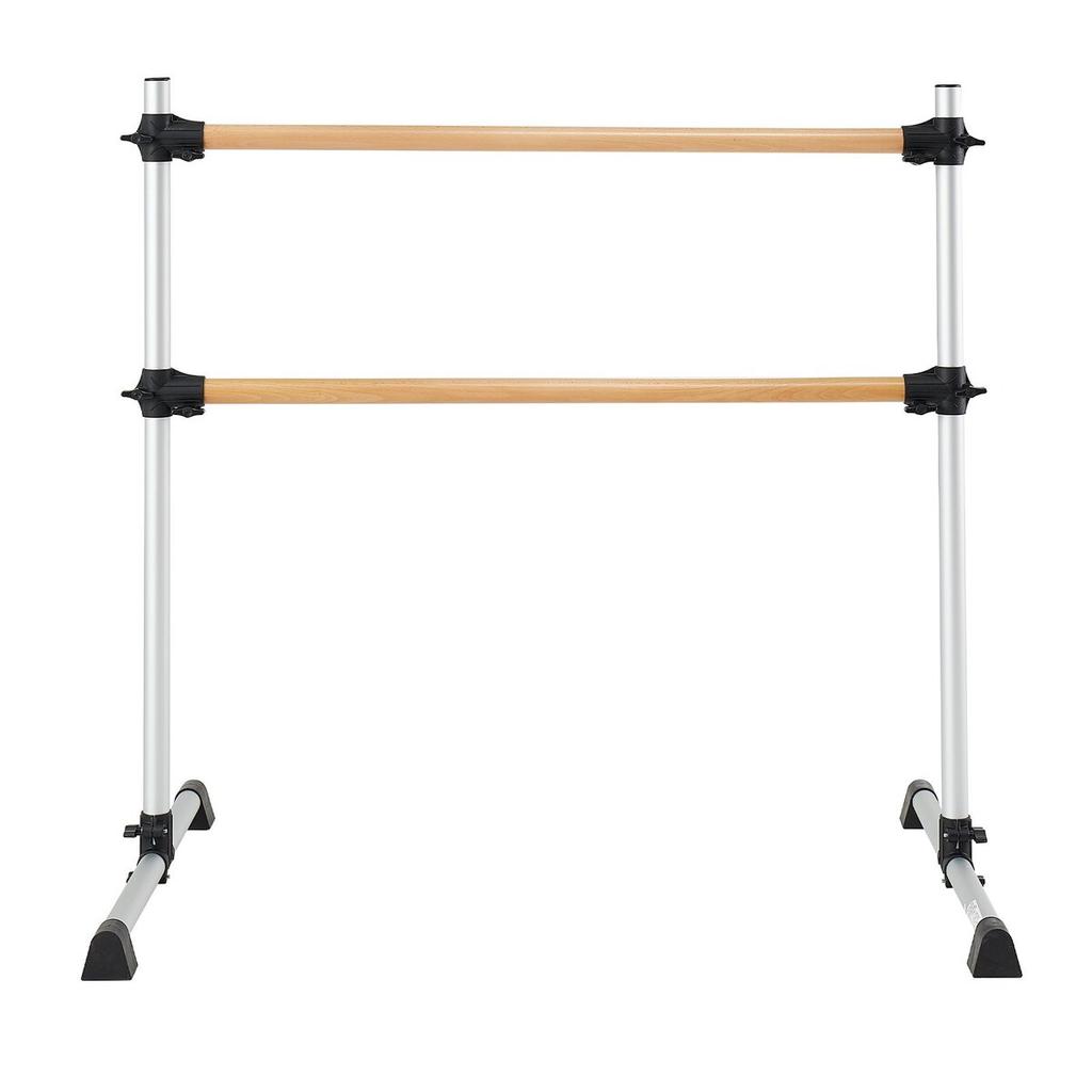Ballet Barre, Double Beechwood Barre Bar for Home, Freestanding Portable Ballet Stretching Dance Bars, Height Adjustable Anti-Wobble Fitness Gym