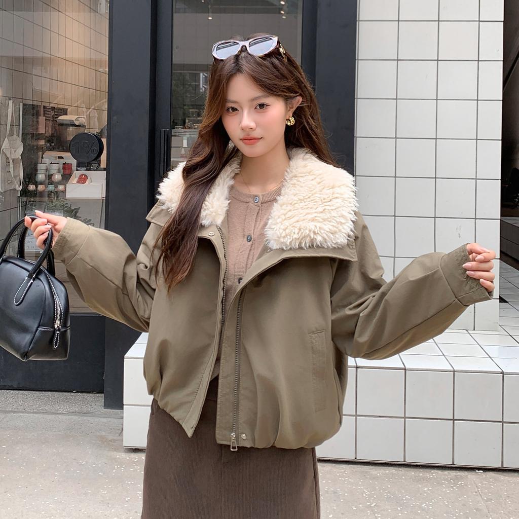 New lapel short thickened down cotton-padded women's jacket winter versatile small fashion cotton-padded jacket women's clothing