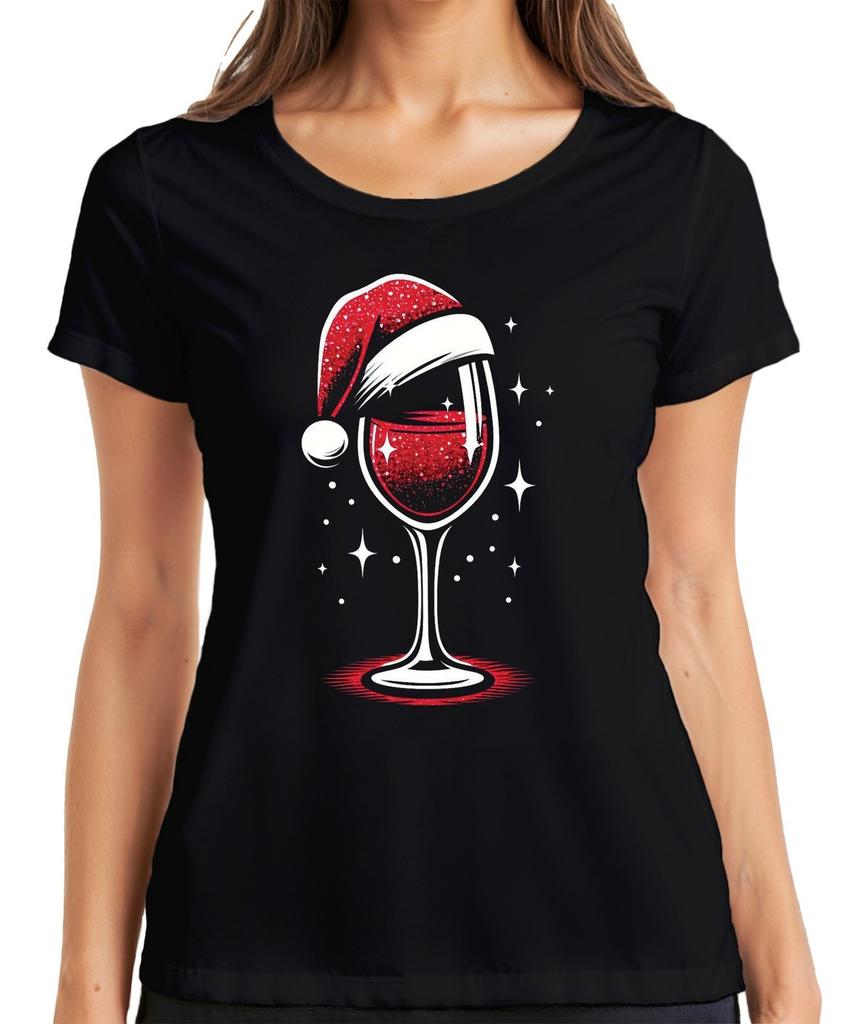 Wine Santa Hat Wine Glass Winemaker Wine Lovers - Christmas Ladies T-Shirt