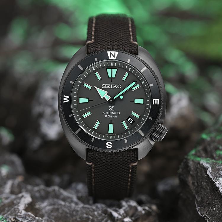 Seiko Коллекция Prospe Механический механизм Тканевый ремешок Часы Мужские Часы Черный циферблат SRPH99K1 SRPH99K1