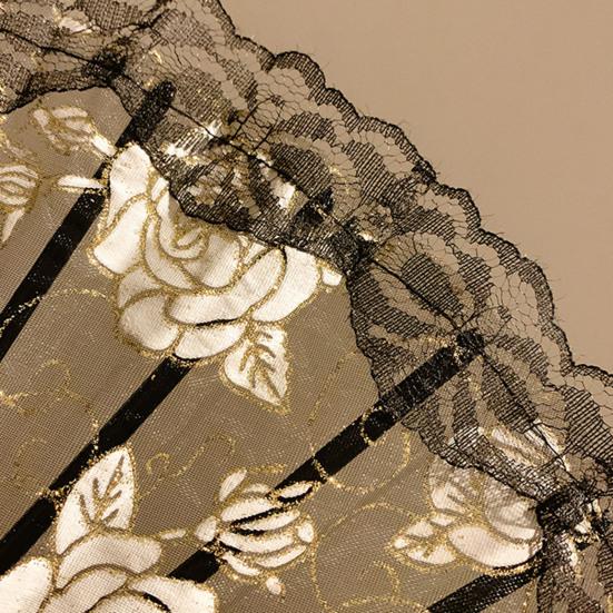 Складной веер с кружевной розой, винтажный, легкий, портативный, летний, ручной, украшение для танцевального представления, аксессуары для вечеринок