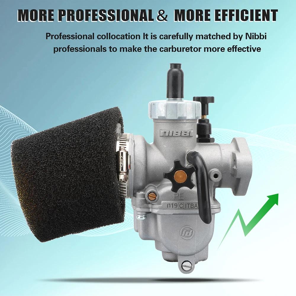 NIBBI PE17mm/19mm/22mm/24mm/26mm/28mm Flange Carburetor With Carb Jets Foam Air Filter Cleaner for Honda Yamaha Scooter Motor