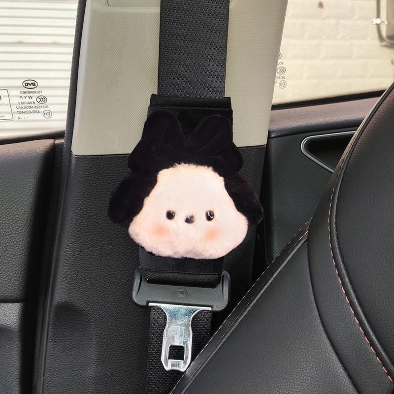 1pc Cute Cartoon Bow Dog Car Seatbelt Cover Short Style Belt Harness Cushion Auto Shoulder Strap Protector Pad for Child Women