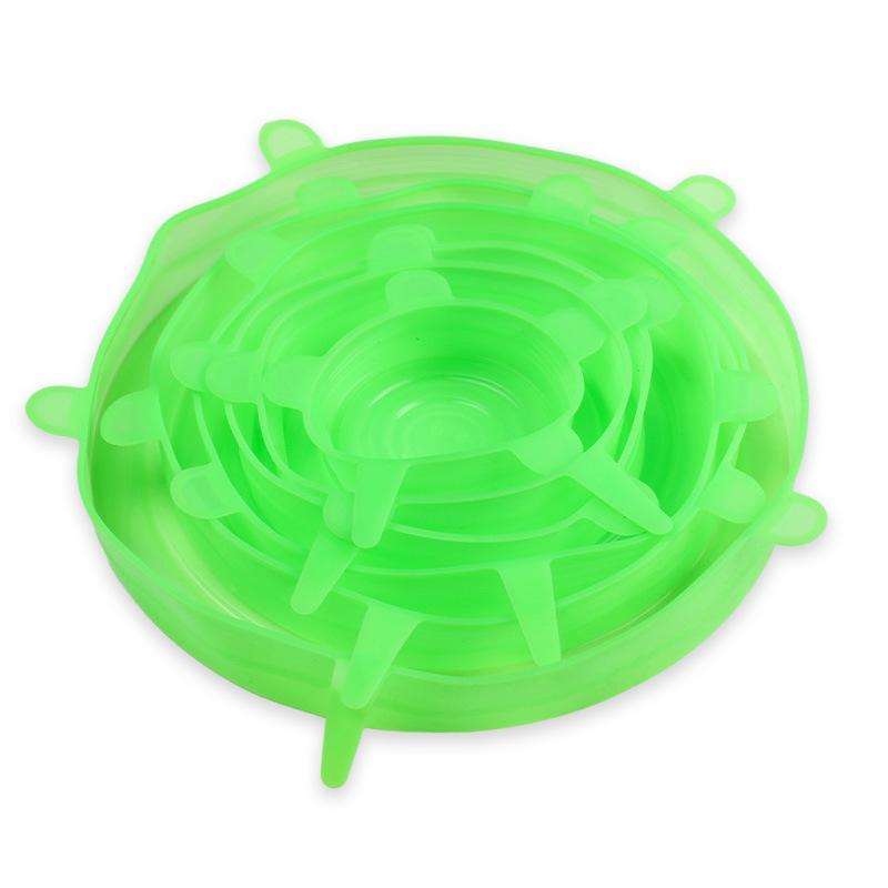 6Pcs BPA Free Reusable Silicone Preservation Covers Airtight Stretch Universal Lids for Leftover Food Storage