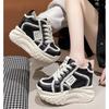 Модные осенние женские туфли на платформе, танкетка 10 см, повседневная обувь, увеличивающая рост, белые черные кроссовки, женская кожаная обувь, новинка