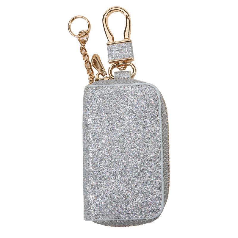 Блестящий PU чехол для ключей на молнии, держатель для ключей, органайзер, сумка для ключей от машины, брелок, кошелек, модный простой чехол для ключей, защитный чехол для автомобильного ключа