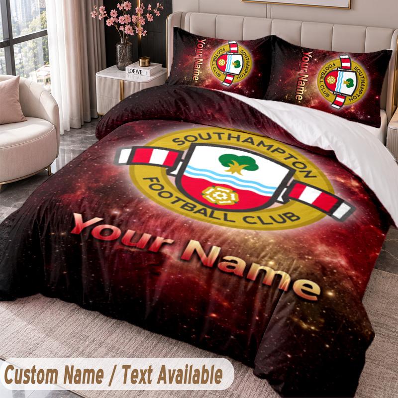 Southampton FC Printed Bedding Set Custom Name Text 1 Duvet Cover 2 Pillowcases For Bedroom