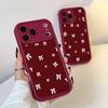 Чехол для телефона с красным фоном и узором из бантов, подходит для iPhone 17 16 15 14 13 12 11 Pro/Max/Plus, противоударный и защищающий от падений, задняя крышка