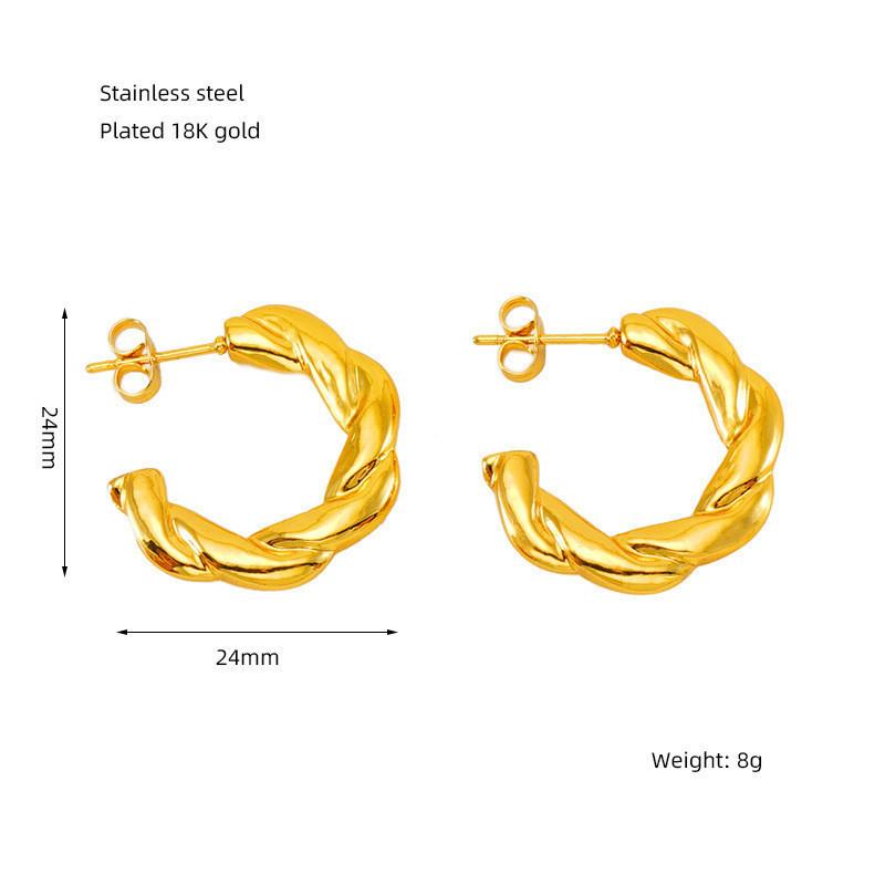 Fashion Heart Geometric Earrings For Women Gold Color Stainless Steel Round Hoop Earrings Vintage Party Jewelry Gift