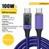Кабель USB Type C на C PD 100 Вт для мобильного телефона, ноутбука, кабель для передачи данных и зарядки 6A Быстрая зарядка Светодиодный дисплей Шнур USBC 0,5 м/1 м/2 м