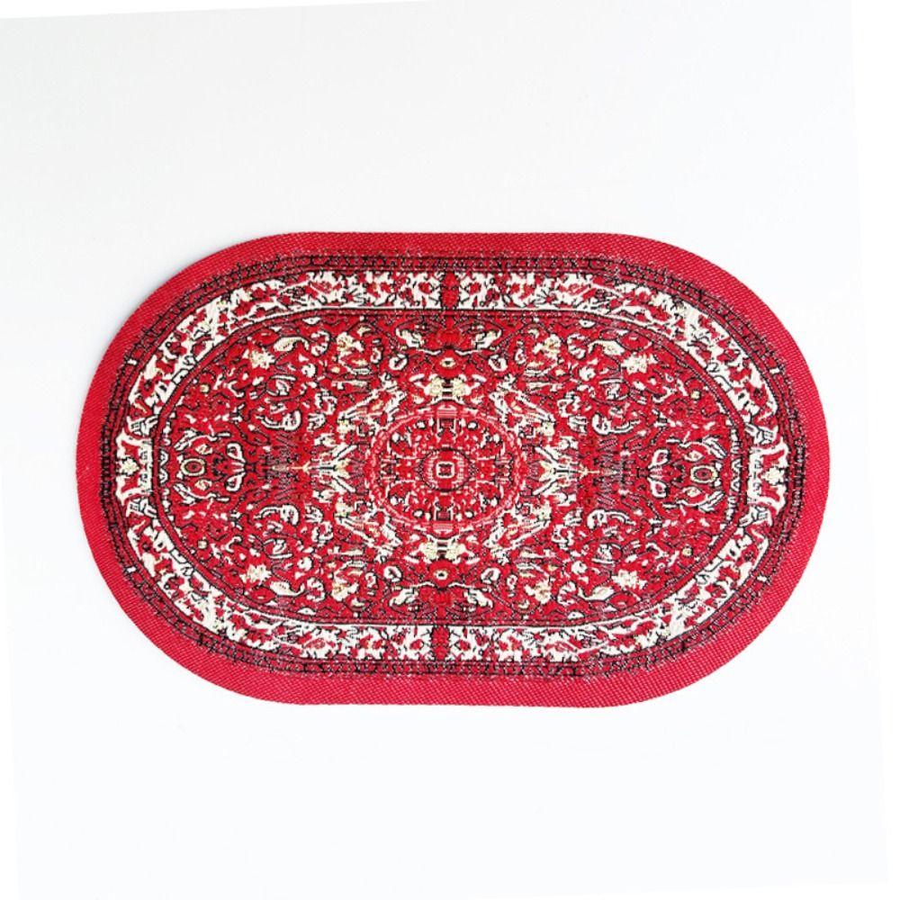 Multicolor Dollhouse Carpet Toy Doll Accessories Oval Round Miniature Weaving Rug Playing House Turkish Style Floor Covering Mat