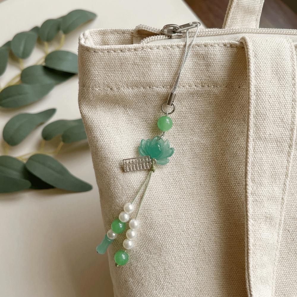 Tassel Detail Chinese-style Pendant Solid Color Mobile Phone Chain Lotus Beaded Key Chains Daily