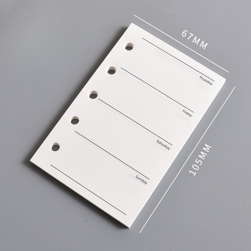 Внутренний лист блокнота M5 Пустая вертикальная линия квадратного блока A8 и Недельный план Одна страница в день для отметок
