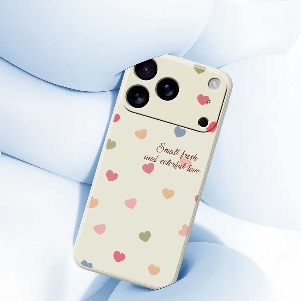 For iPhone 17 Pro Max Case Colorful Love Pattern Printing Straight Edge TPU Phone Back Cover
