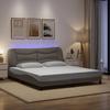 LED Bed Frame without Mattress  Hvar  Taupe 180x200 cm Fabric