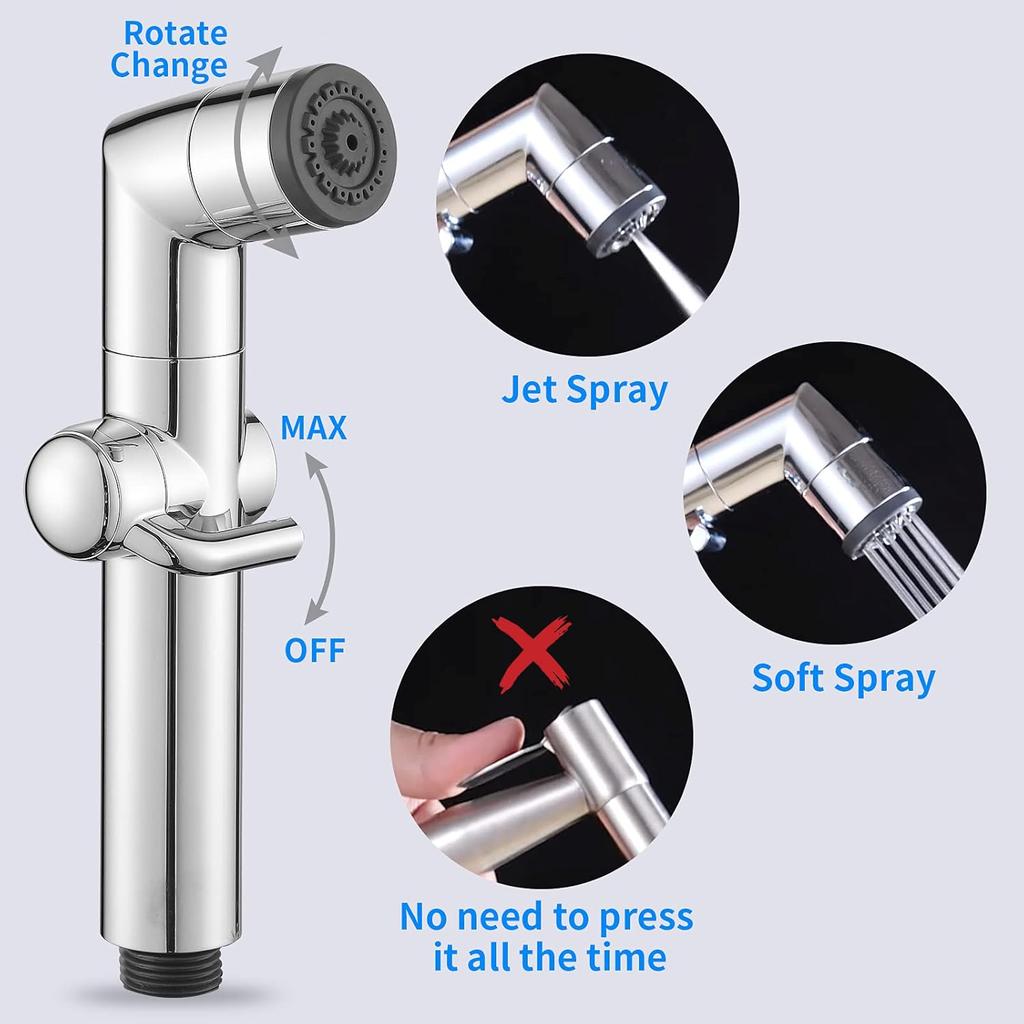 JONKEAN Muslim Shower, Water Pressure Control Toilet Bidet Sprayer, Multi-Function Diaper Sprayer for Toilet, Hand Held Bidet Set Sprayer with Hose,