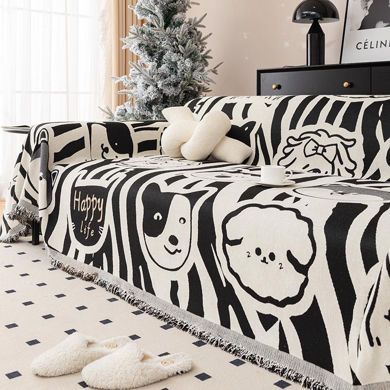 Чехлы на диван из синели с рисунком собаки, универсальное нескользящее одеяло с защитой от кошачьих царапин, четырехсезонное, полное покрытие, чехол для дивана