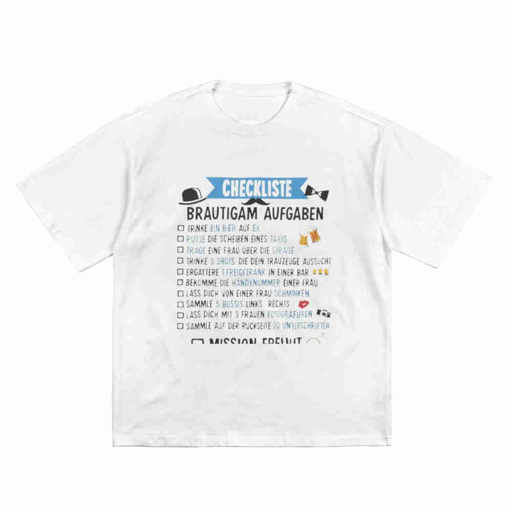 Groom Checklist Bachelor Short Sleeve Tee 100 Cotton TShirt